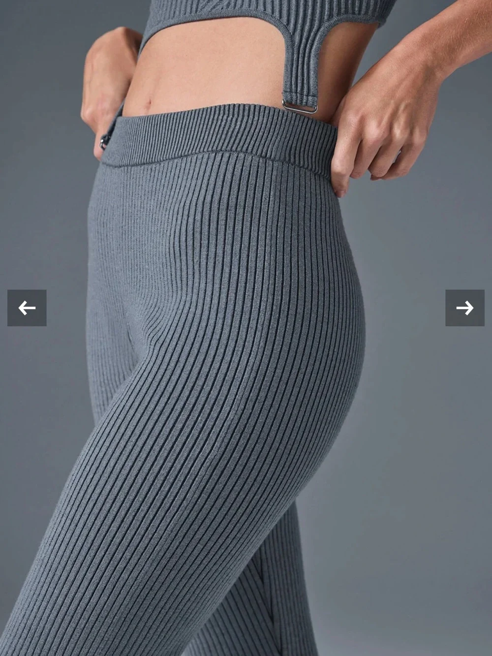 ALO Yoga Ribbed Flare Knit Pants in Slate Gray